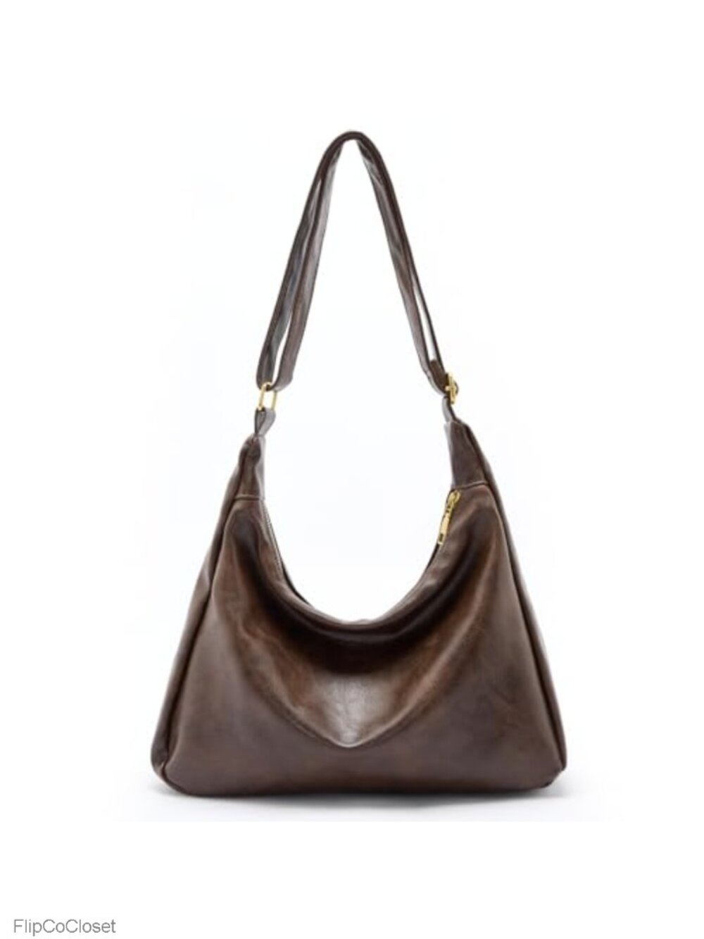 Slouchy Hobo Shoulder Bag Foldable Crossbody Purse PU Leather Women
